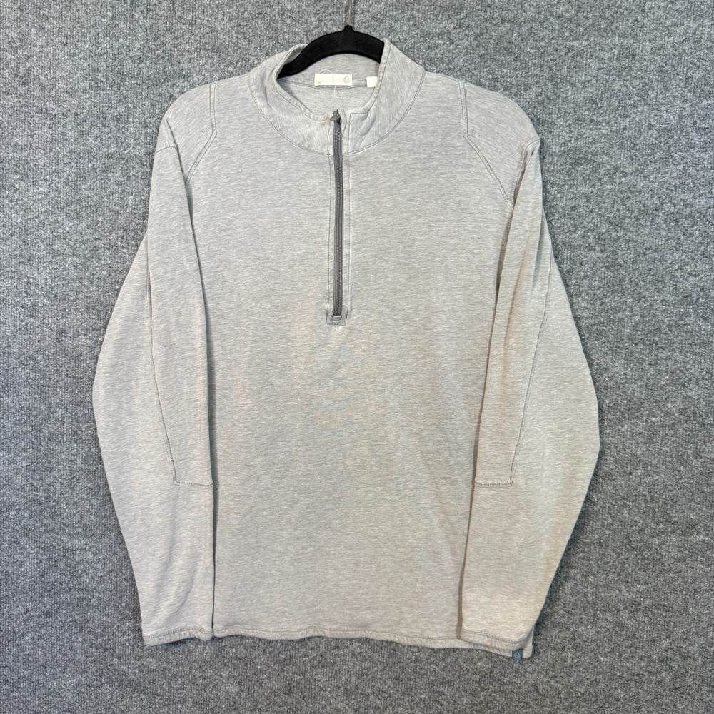 Tasc Performance Shirt Mens Medium Gray 1/4‎ Zip Fleece Bamboo Organic Cotton